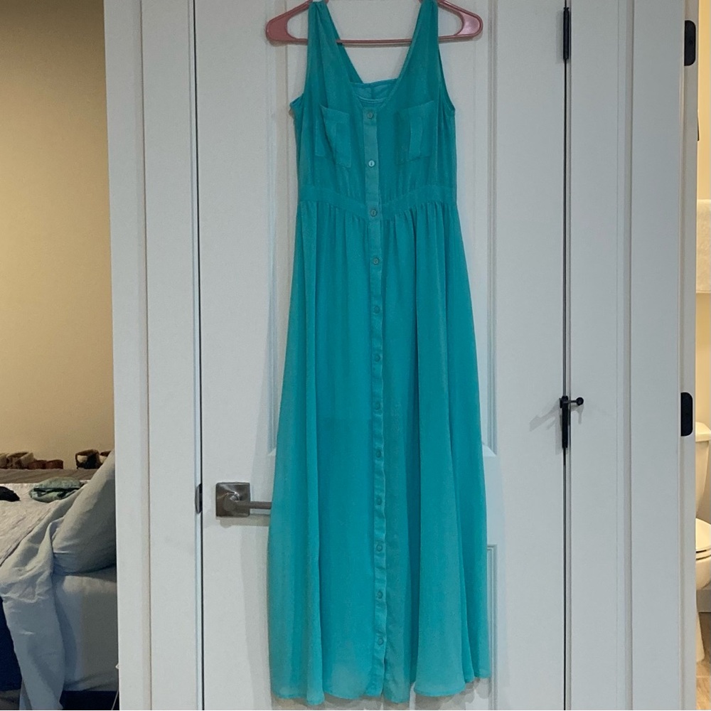 Turquoise Maxi Dress w/ Attached Slip